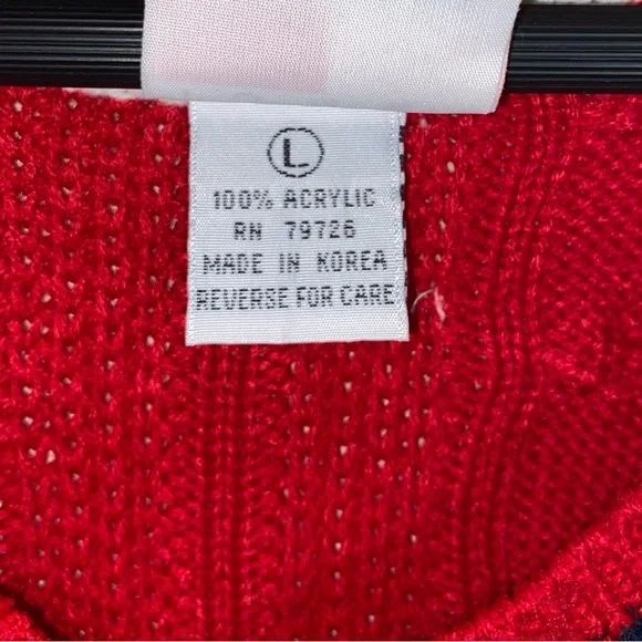 Tommy Hilfiger VTG 90's Y2K Red Ribbed Cable Knit Preppy Varsity Sweater Vest